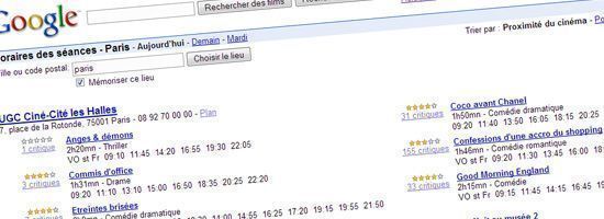 Trouver rapidement une séance de ciné sur le web